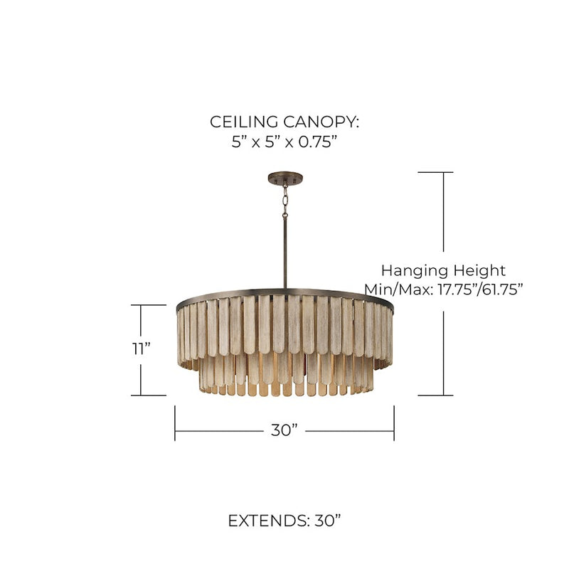 Capital Lighting Jada 6 Light Pendant, Dark Brass