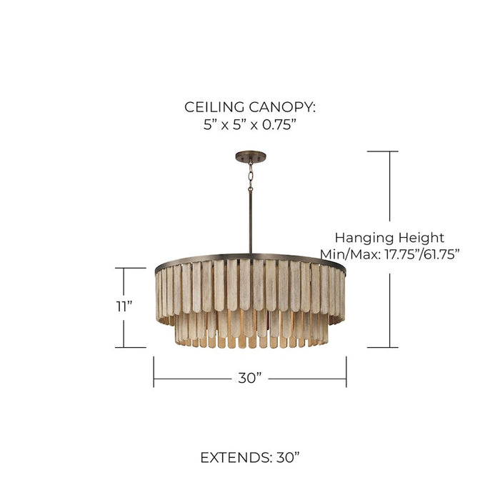 Capital Lighting Jada 6 Light Pendant, Dark Brass