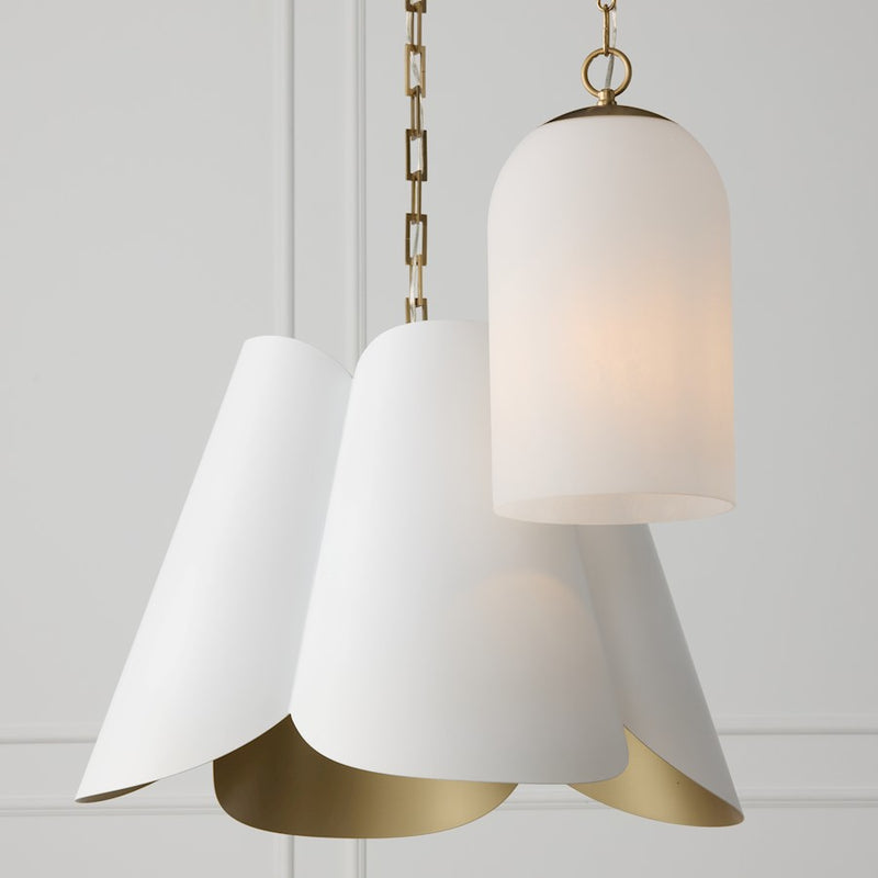 Capital Lighting Cleo 1 Light 9" Pendant, Brass/Faux Alabaster