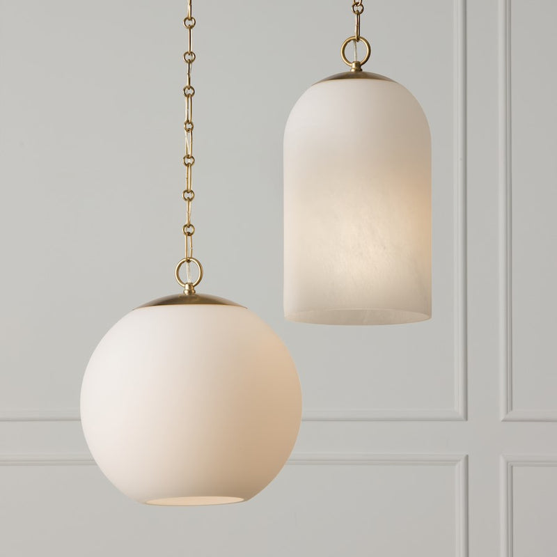 Capital Lighting Cleo 1 Light 9" Pendant, Brass/Faux Alabaster