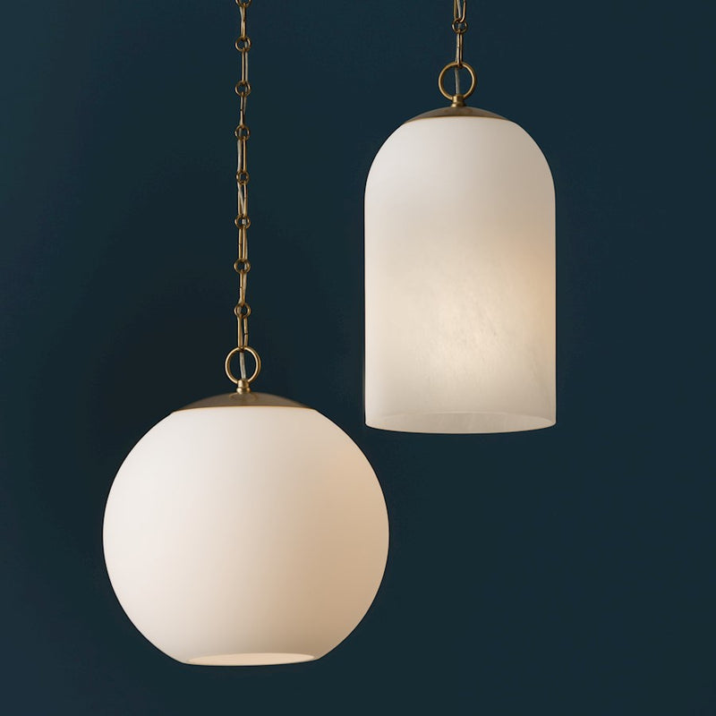 Capital Lighting Cleo 1 Light 9" Pendant, Brass/Faux Alabaster