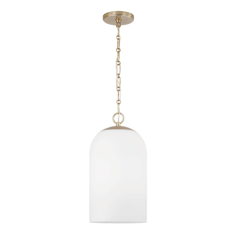 Capital Lighting Cleo 1 Light 9" Pendant, Matte Brass/Soft White