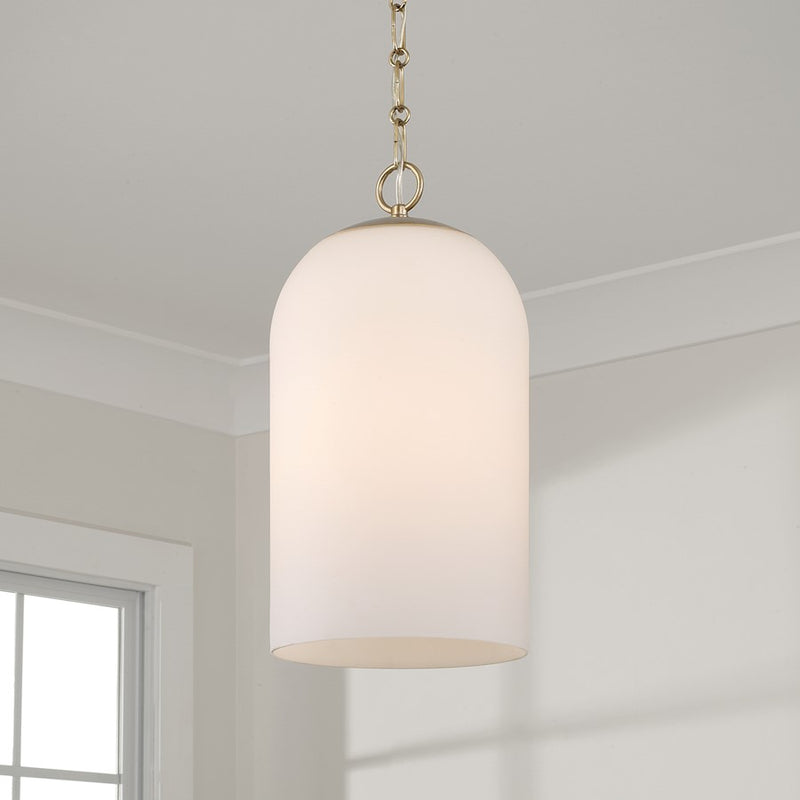 Capital Lighting Cleo 1 Light 9" Pendant, Matte Brass/Soft White