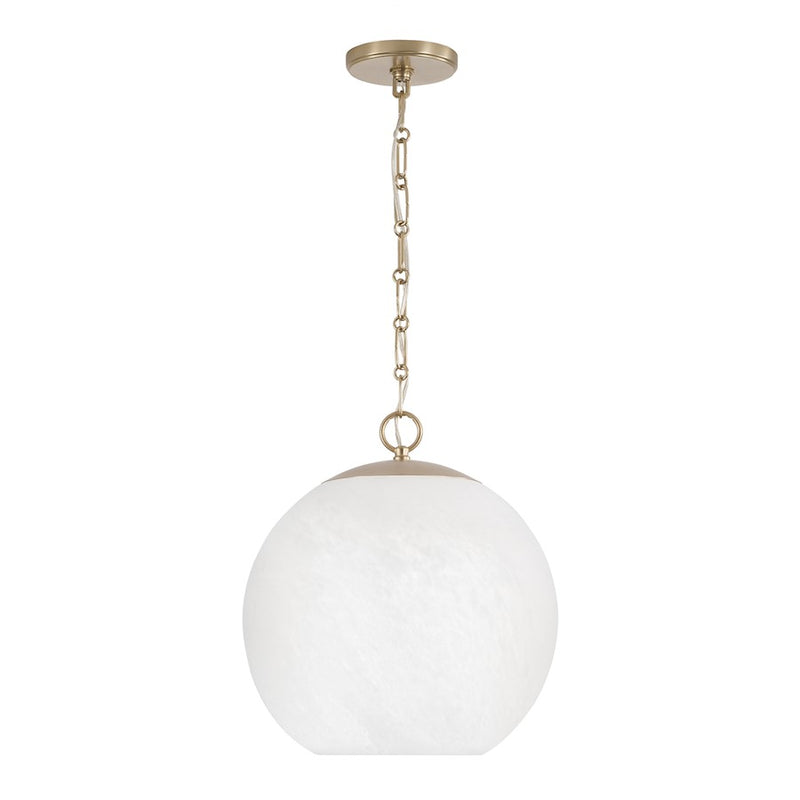 Capital Lighting Cleo 1 Light 14" Pendant, Brass/Faux Alabaster