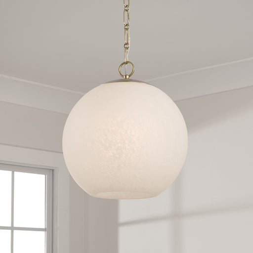 Capital Lighting Cleo 1 Light 14" Pendant, Brass/Faux Alabaster