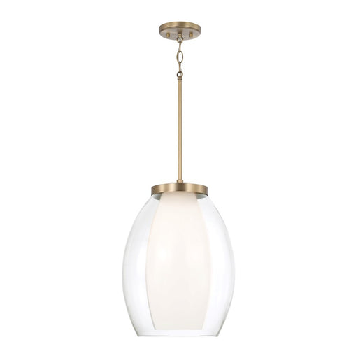 Capital Lighting Joss 1 Light Pendant, Brass/Layered White/Clear - 355911AD