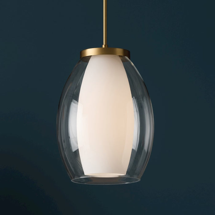 Capital Lighting Joss 1 Light Pendant, Brass/Layered White/Clear