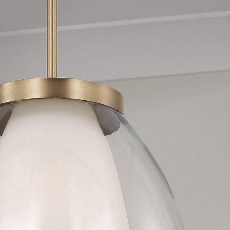 Capital Lighting Joss 1 Light Pendant, Brass/Layered White/Clear