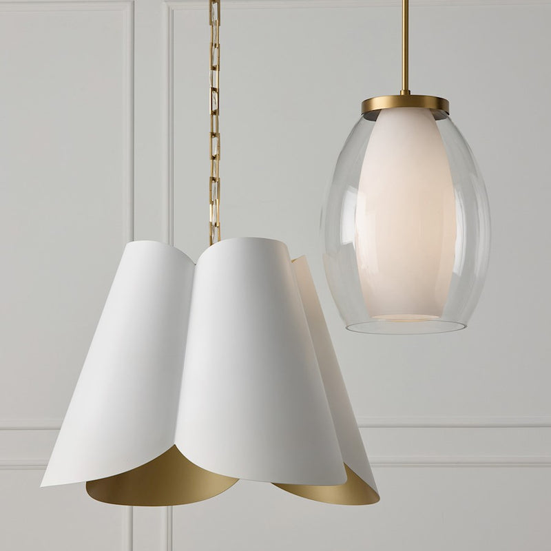 Capital Lighting Joss 1 Light Pendant, Brass/Layered White/Clear