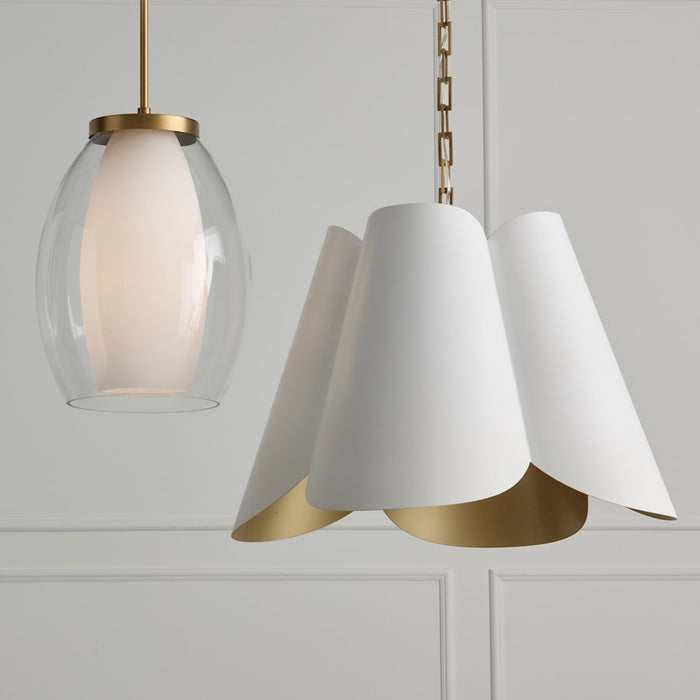 Capital Lighting Joss 1 Light Pendant, Brass/Layered White/Clear