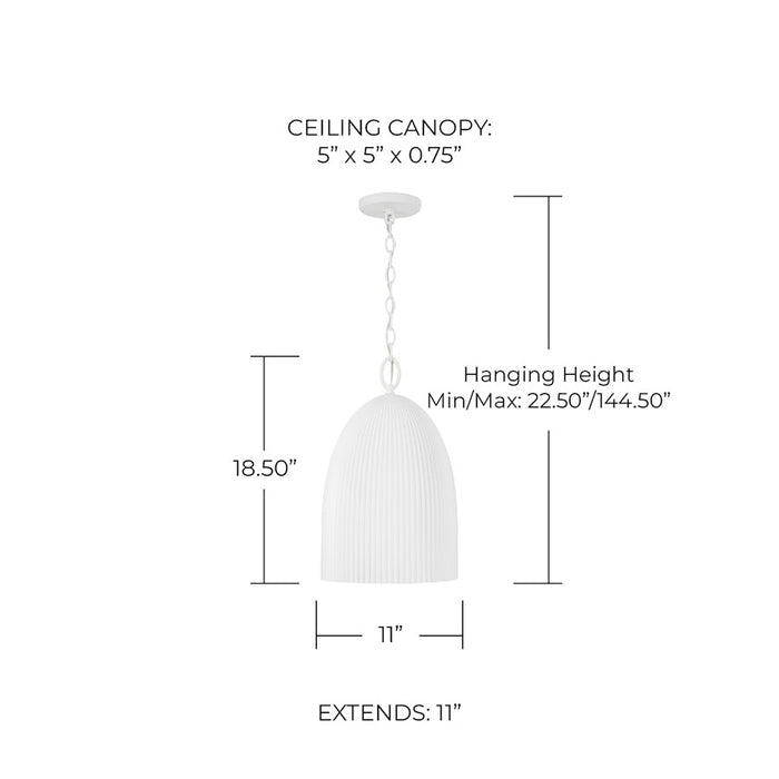Capital Lighting Mallory 1 Light Pendant, Ceramic White