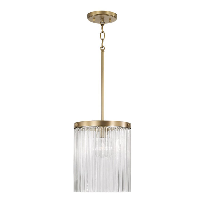 Capital Lighting Vaughn 1 Light Pendant, Aged Brass/Beveled Fluted