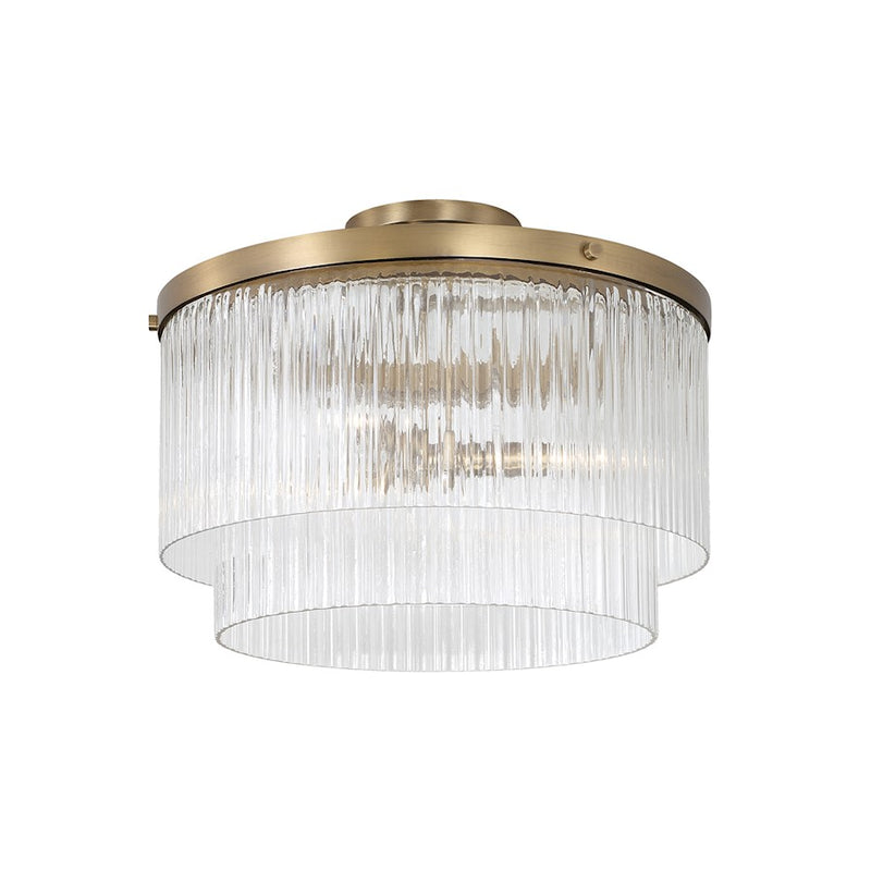Capital Lighting Vaughn 3 Light Pendant, Aged Brass/Beveled Fluted