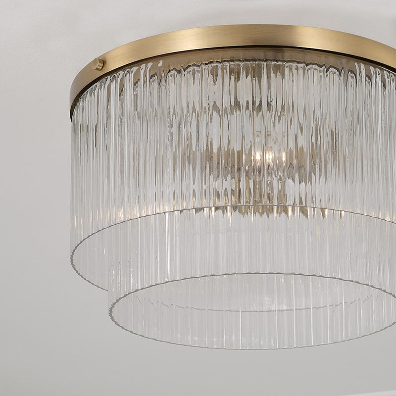Capital Lighting Vaughn 3 Light Pendant, Aged Brass/Beveled Fluted