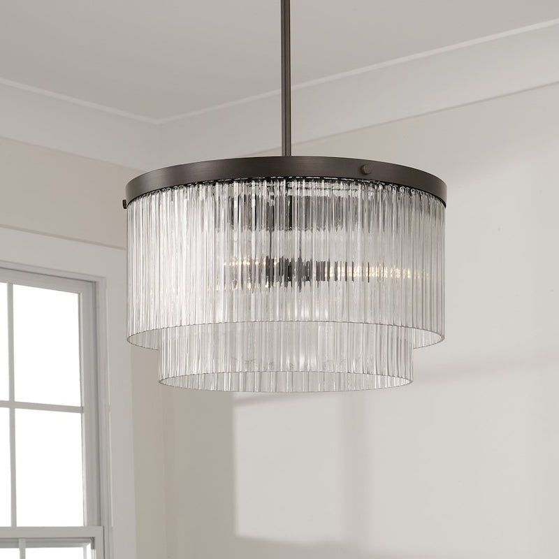 Capital Lighting Vaughn 3Lt Pendant, Oil Rubbed Bronze/Beveled Fluted