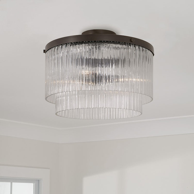 Capital Lighting Vaughn 3Lt Pendant, Oil Rubbed Bronze/Beveled Fluted