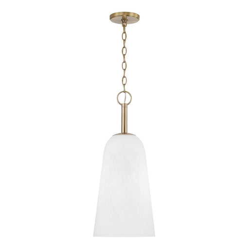 Capital Lighting Romy 1 Light Pendant, Matte Brass/Faux Alabaster - 356911MA