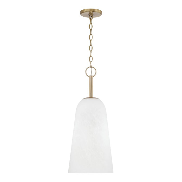 Capital Lighting Romy 1 Light Pendant, Matte Brass/Faux Alabaster - 356911MA