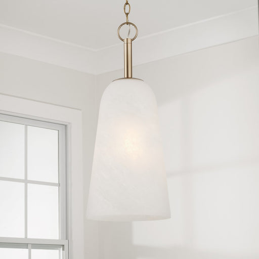 Capital Lighting Romy 1 Light Pendant, Matte Brass/Faux Alabaster
