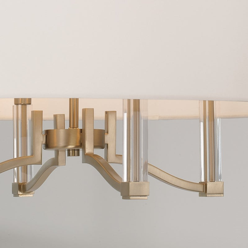 Capital Lighting Ingrid 4 Light Pendant, Brass/White Fabric Shade