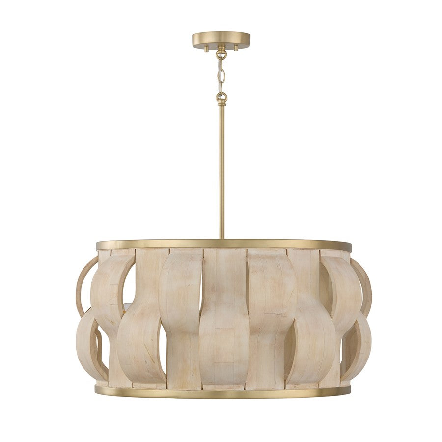 Capital Lighting Willa 4 Light Pendant, Matte Brass - 357541MA