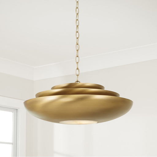 Capital Lighting Gia 1 Light Pendant, Aged Brass