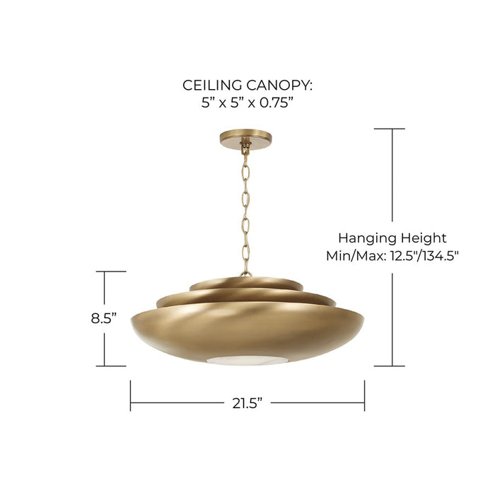 Capital Lighting Gia 1 Light Pendant, Aged Brass