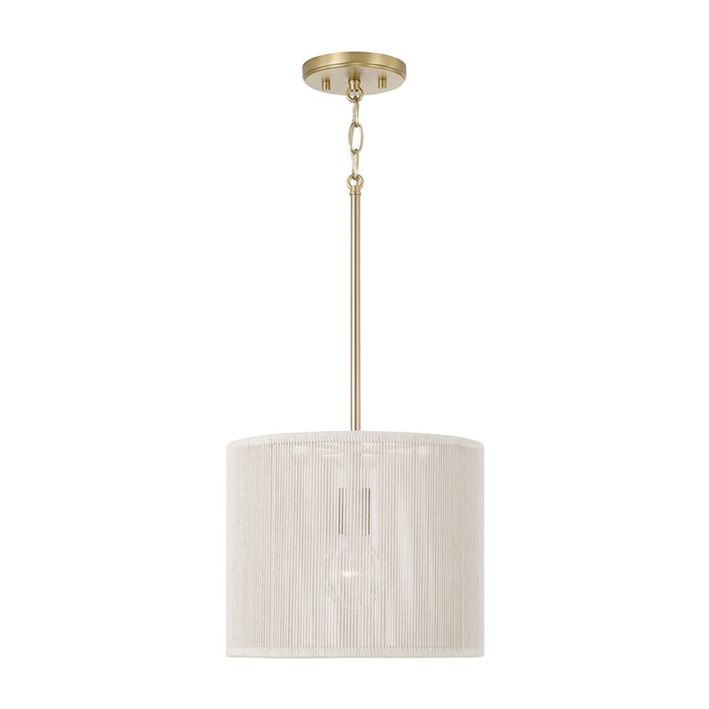 Capital Lighting Tara 1 Light 12" Drum Pendant, Matte Brass