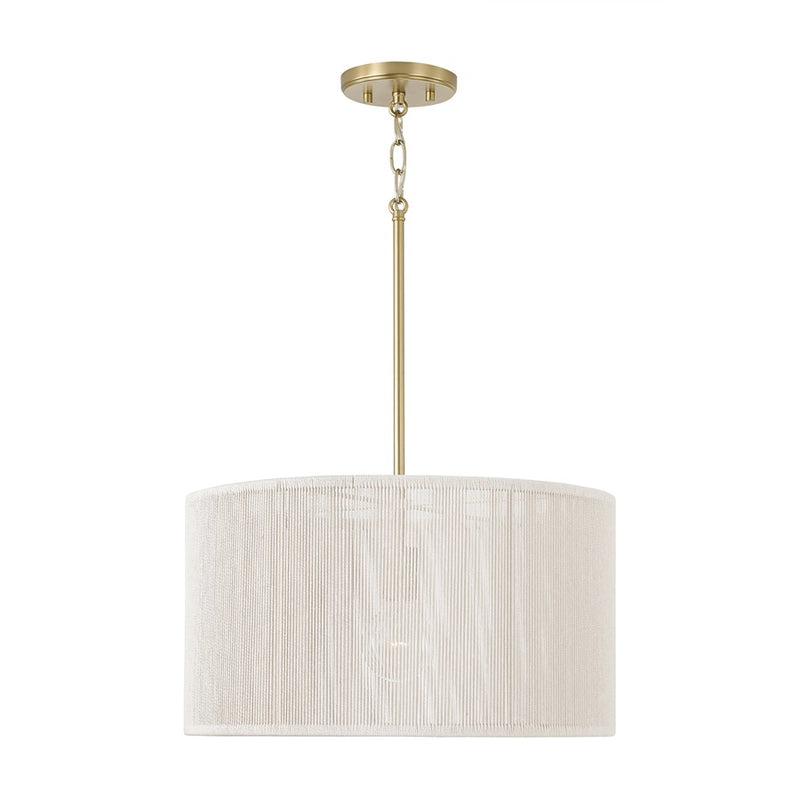 Capital Lighting Tara 1 Light 18" Drum Pendant, Matte Brass