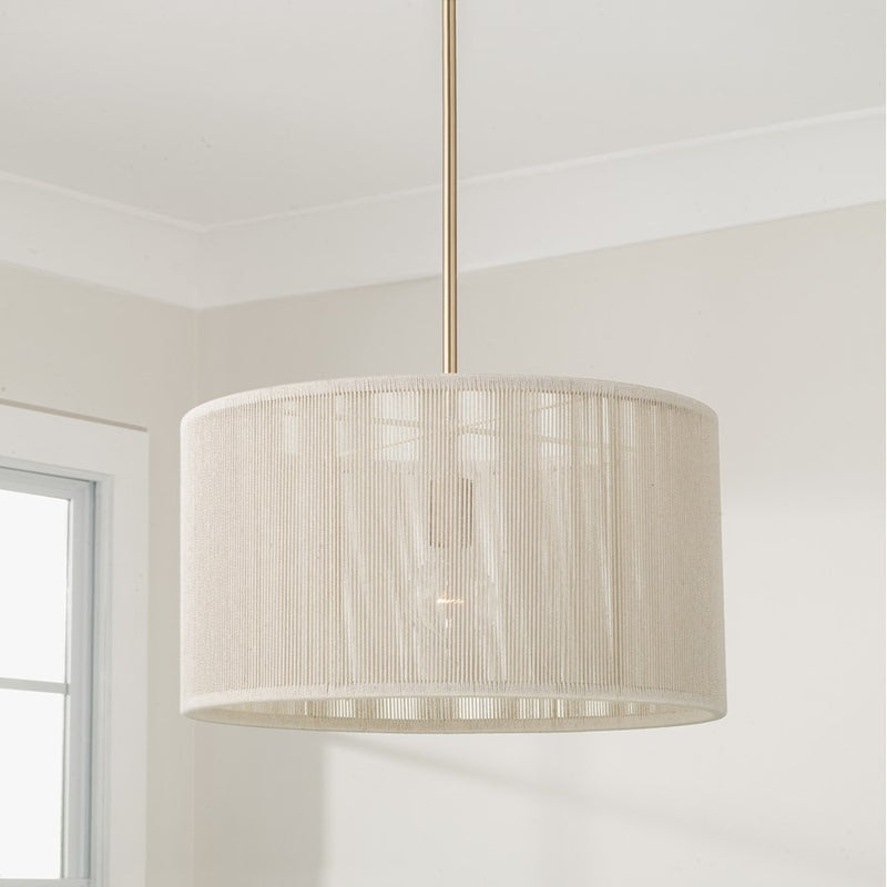 Capital Lighting Tara 1 Light 18" Drum Pendant, Matte Brass