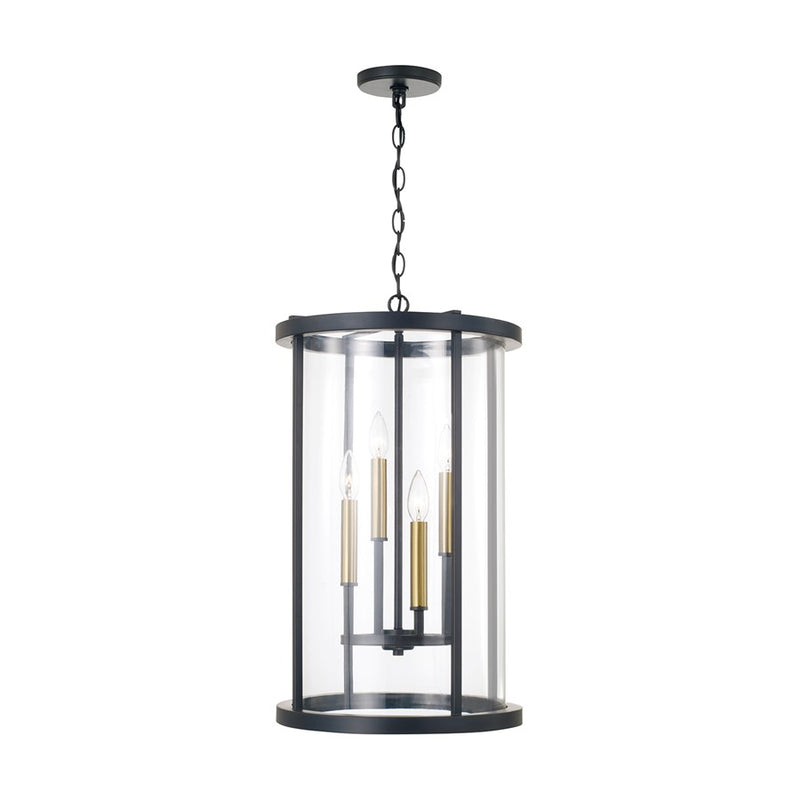 Capital Lighting Davis 4Lt Pendant, Espresso and Brass/Clear Glass