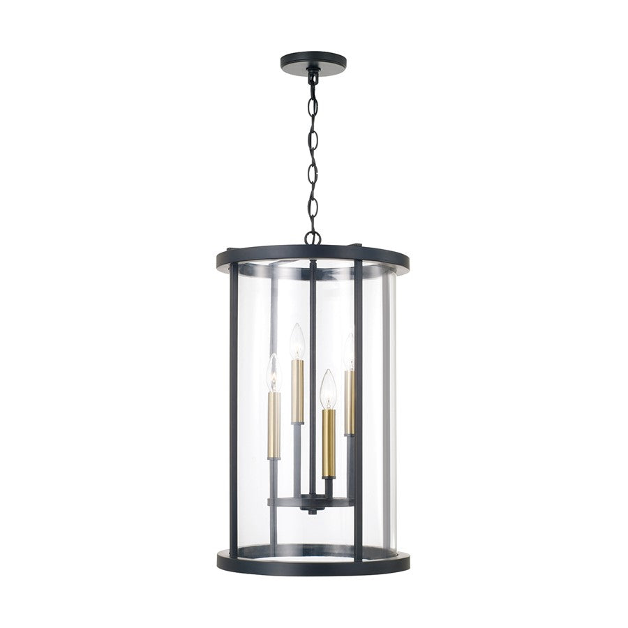 Capital Lighting Davis 4Lt Pendant, Espresso and Brass/Clear Glass - 358341ER