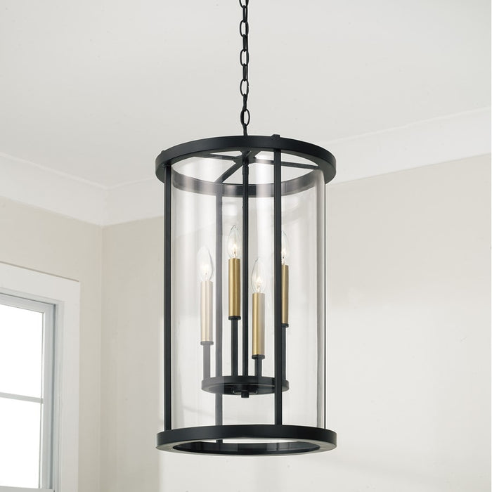 Capital Lighting Davis 4Lt Pendant, Espresso and Brass/Clear Glass