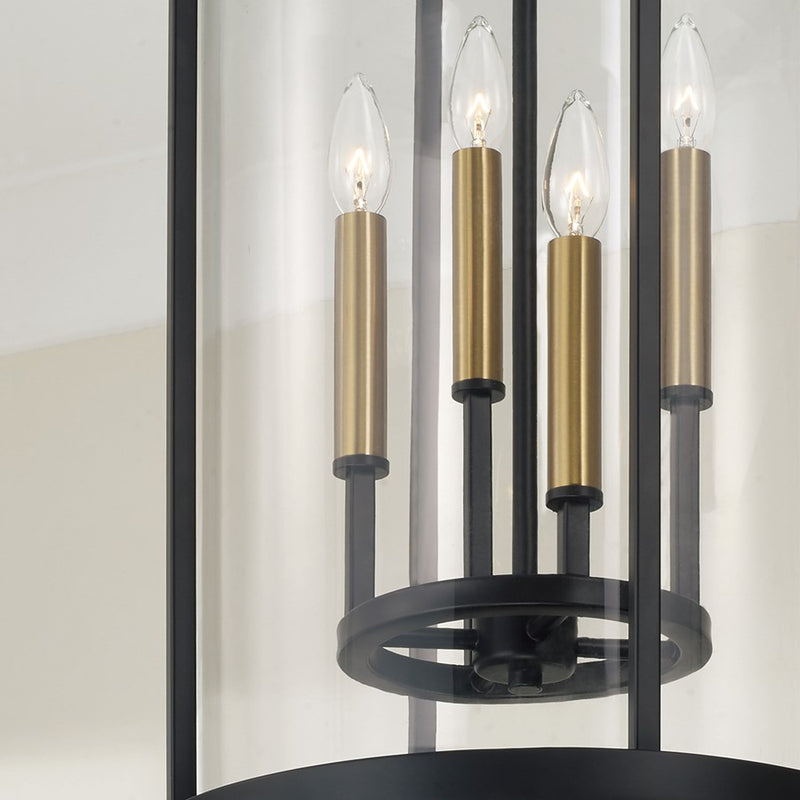 Capital Lighting Davis 4Lt Pendant, Espresso and Brass/Clear Glass