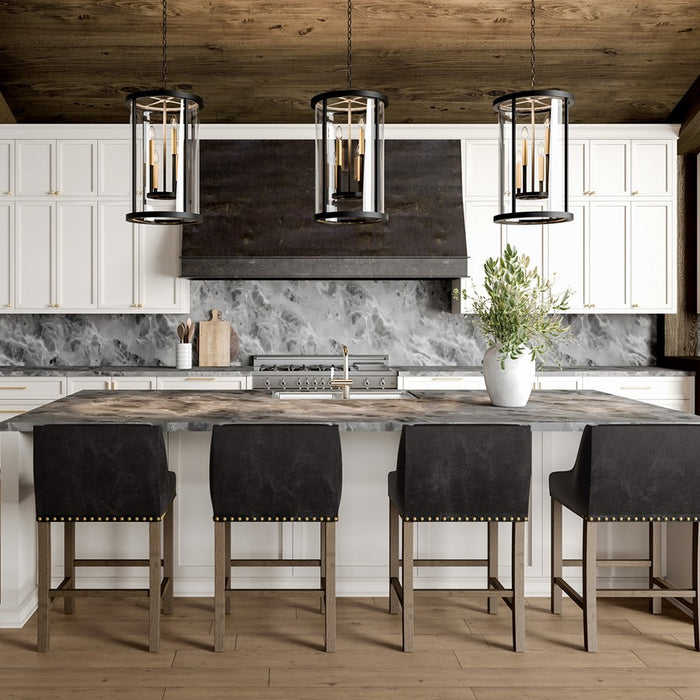 Capital Lighting Davis 4Lt Pendant, Espresso and Brass/Clear Glass