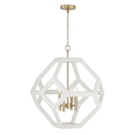 Capital Lighting Geo 4 Light Pendant, Flat White and Matte Brass - 358441WM