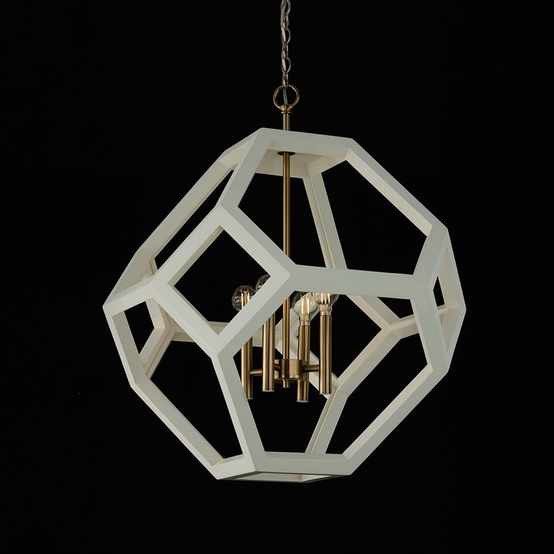 Capital Lighting Geo 4 Light Pendant, Flat White and Matte Brass