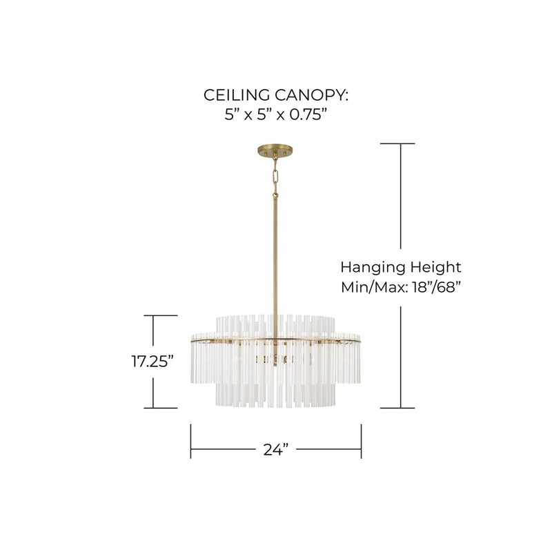 Capital Lighting Blair 4 Light Pendant, Aged Brass