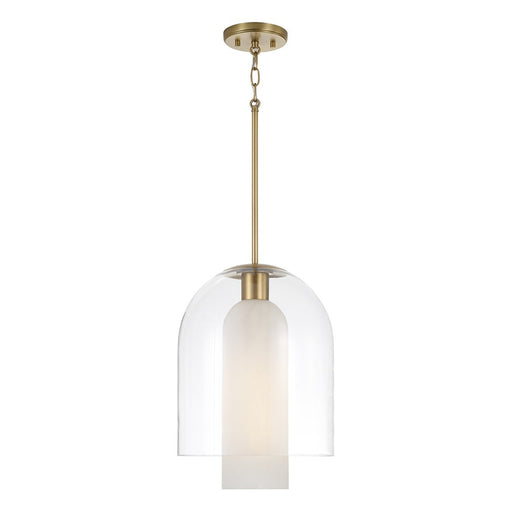 Capital Lighting Liz 1Lt Pendant, Brass/Clear/Faux Alabaster Glass - 358911AD