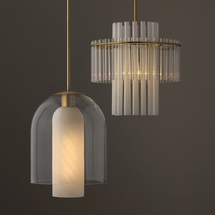Capital Lighting Liz 1Lt Pendant, Brass/Clear/Faux Alabaster Glass