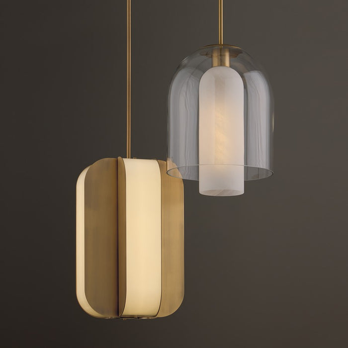 Capital Lighting Liz 1Lt Pendant, Brass/Clear/Faux Alabaster Glass