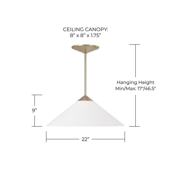 Capital Lighting Gatsby 1 Light Pendant, Matte Brass/Soft White Glass