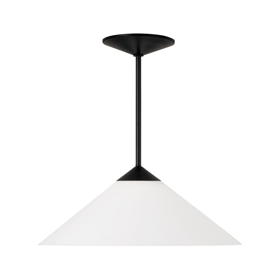 Capital Lighting Gatsby 1 Light Pendant, Matte Black/Soft White Glass - 359111MB