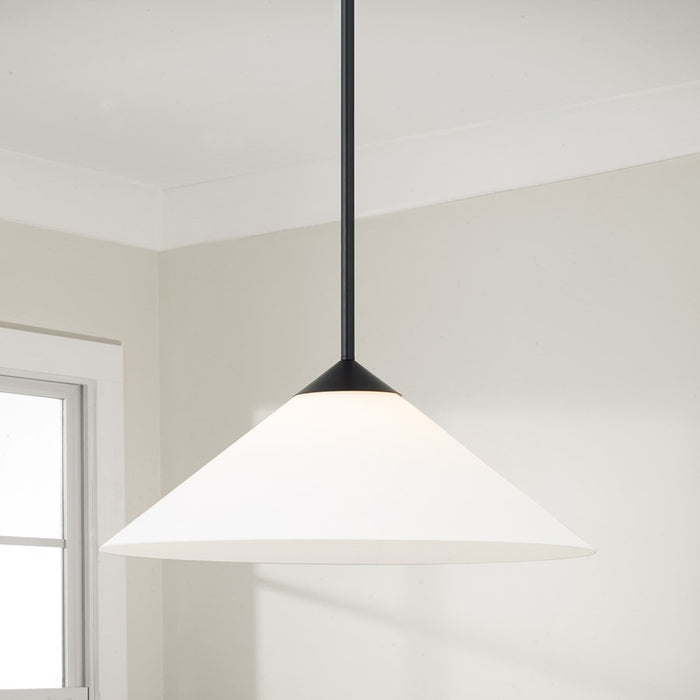 Capital Lighting Gatsby 1 Light Pendant, Matte Black/Soft White Glass