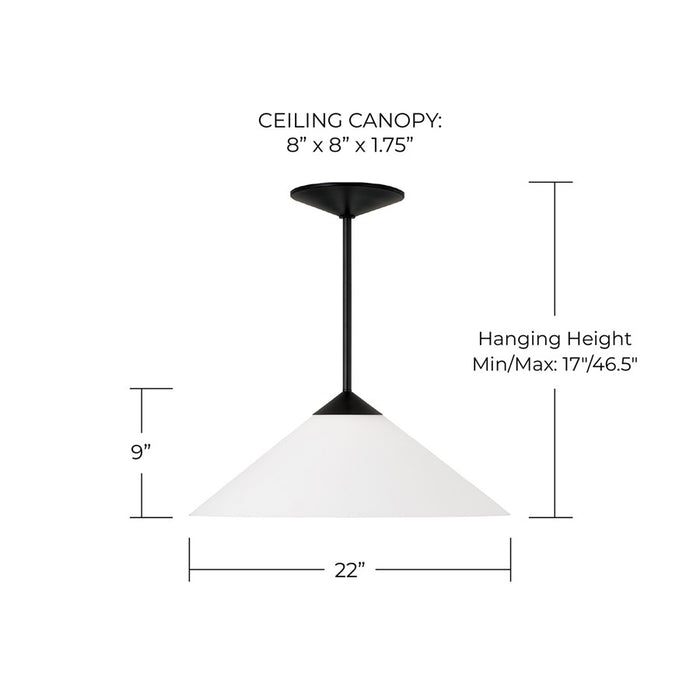 Capital Lighting Gatsby 1 Light Pendant, Matte Black/Soft White Glass