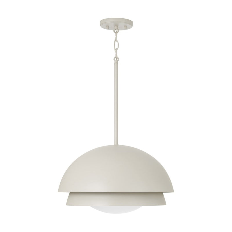 Capital Lighting Jensen 1 Light Pendant, Taupe/Soft White Glass