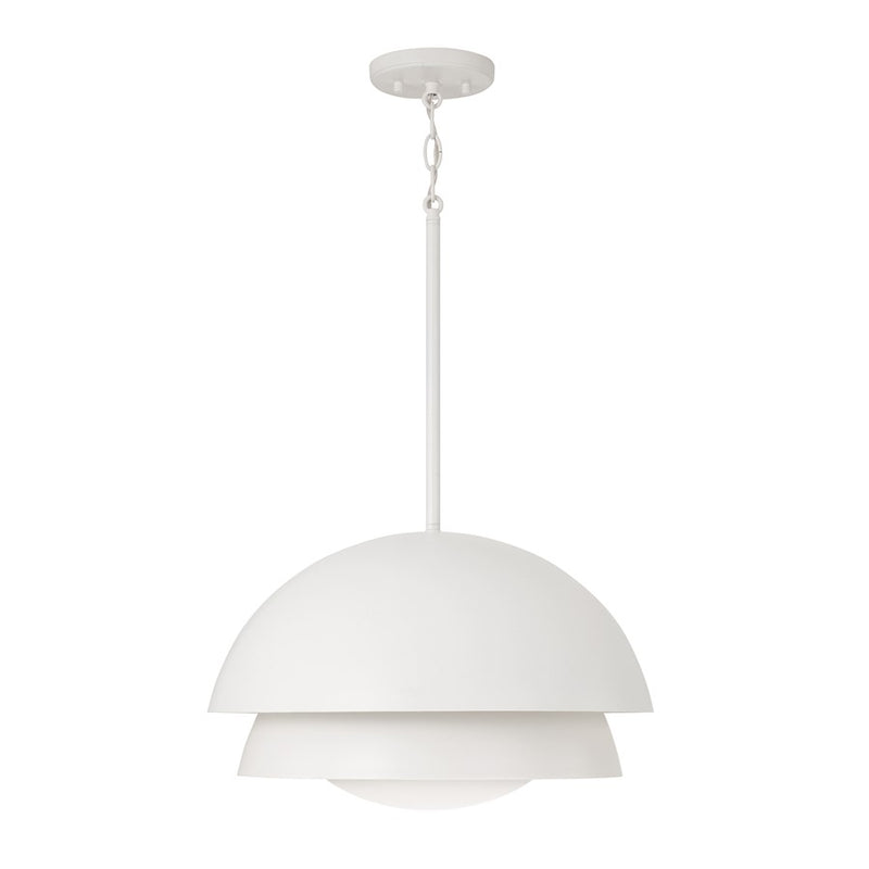 Capital Lighting Jensen 1Lt Pendant, White/White Glass/White Metal