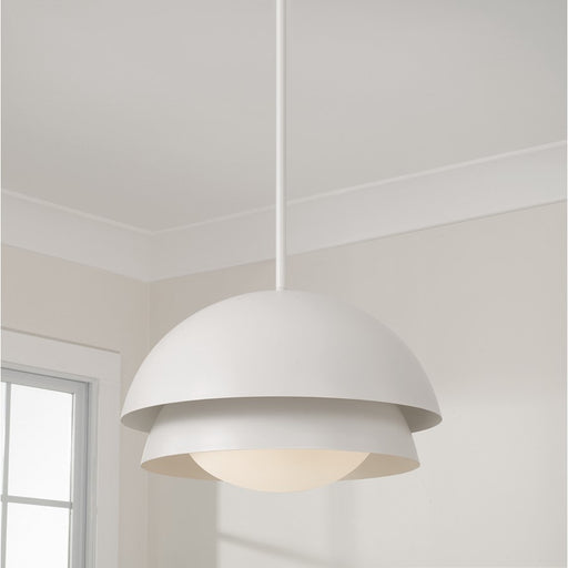 Capital Lighting Jensen 1Lt Pendant, White/White Glass/White Metal