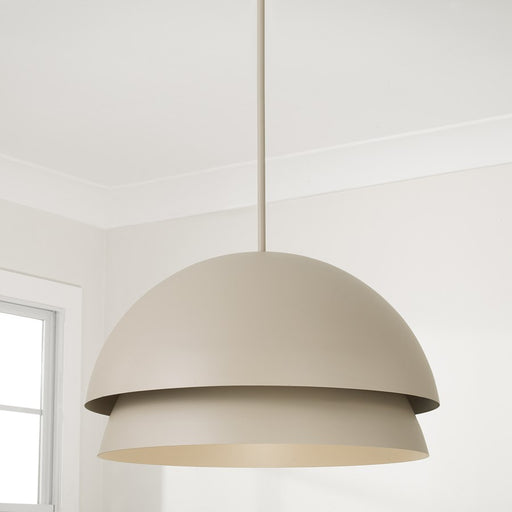 Capital Lighting Jensen 1Lt Pendant, Taupe/White Glass/Taupe Metal