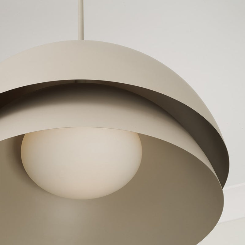 Capital Lighting Jensen 1Lt Pendant, Taupe/White Glass/Taupe Metal